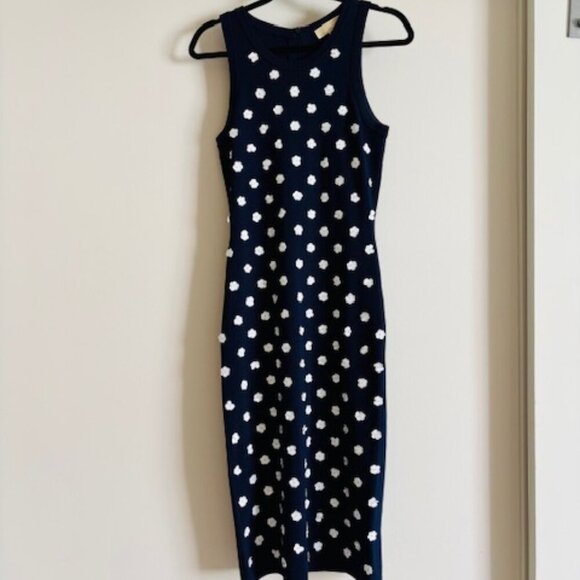 MICHAEL Michael Kors Dresses & Skirts - Michael Kors Navy 3D White Sequins Floral Embellished Knit Dress Medium